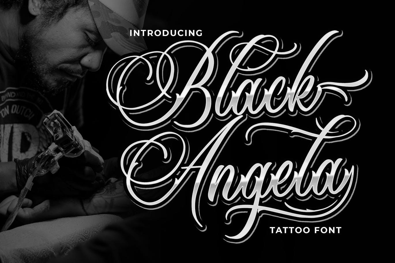 纹身艺术风格英文书法字体下载 Black Angela – Tattoo Font