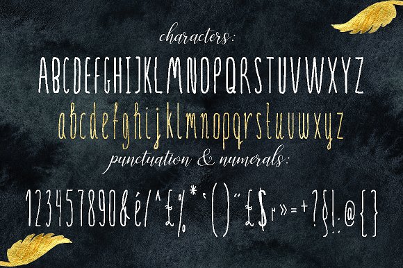 一款独特手写字体及手绘黄金花元素 SERENA gold. Font & golden flowers