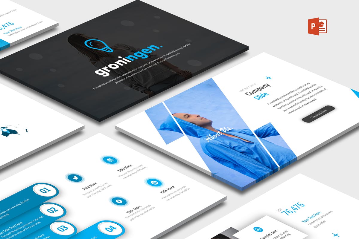初创企业路演宣传PPT幻灯片模板 Groningen – Powerpoint Template