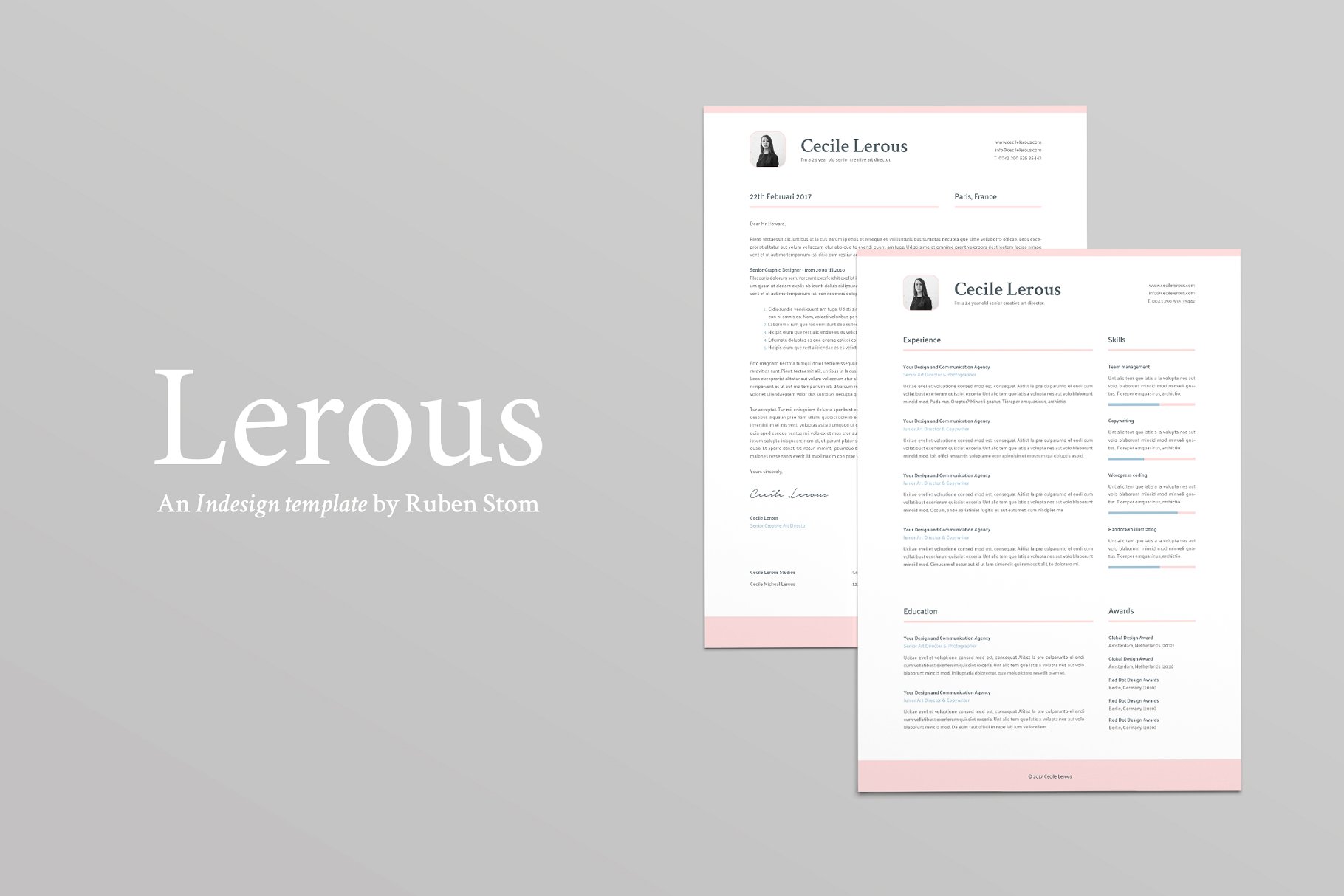 时尚简约简历求职信模板 Lerous Resume Template
