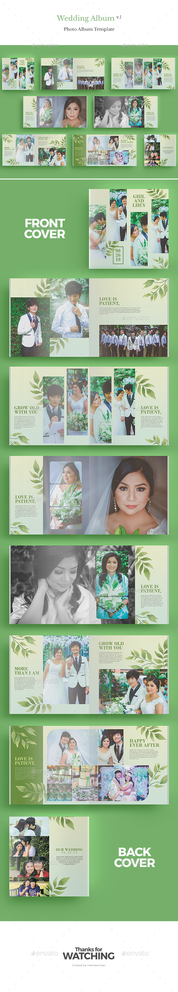 正方形婚纱照相册模板下载 Wedding Album V.1 [psd]