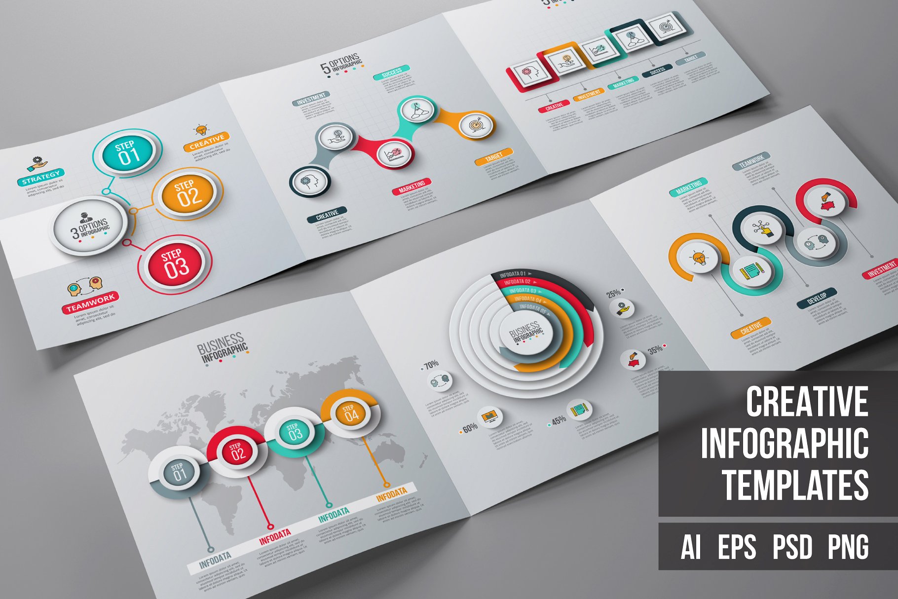 商业主题信息图表演示文稿设计元素v.12 Business infographic diagrams v.12