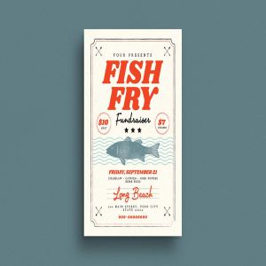 现钓煎鱼美食活动传单海报模板 Fish Fry Flyer