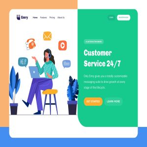客户服务主题网站设计矢量插画 Emry – Customer Service Header