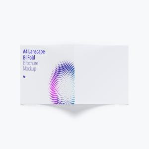 A4纸大小横向双折页设计传单设计图样机01 A4 Landscape Bi Fold Brochure Mockup 01