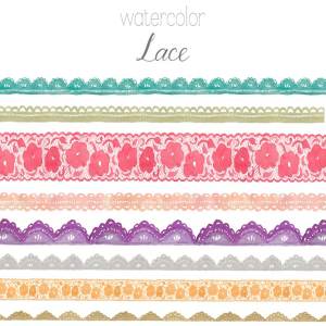 手绘水彩蕾丝艺术图像 Watercolor Lace Clip Art