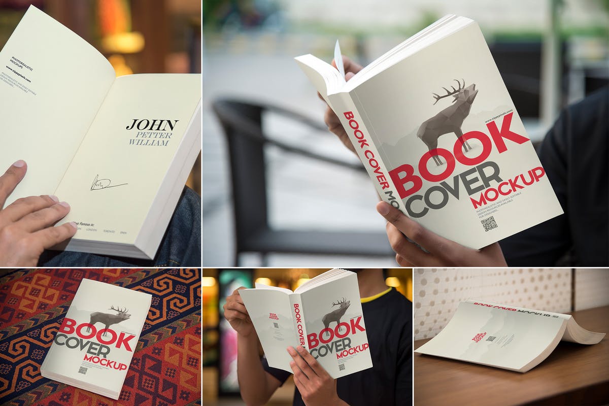 软皮书封面设计样机模板 Digest Size Book Mockups