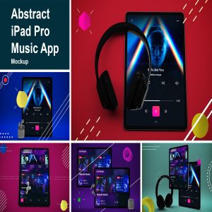 抽象设计风格iPad Pro平板电脑APP设计屏幕预览样机 Abstract iPad Pro Music App