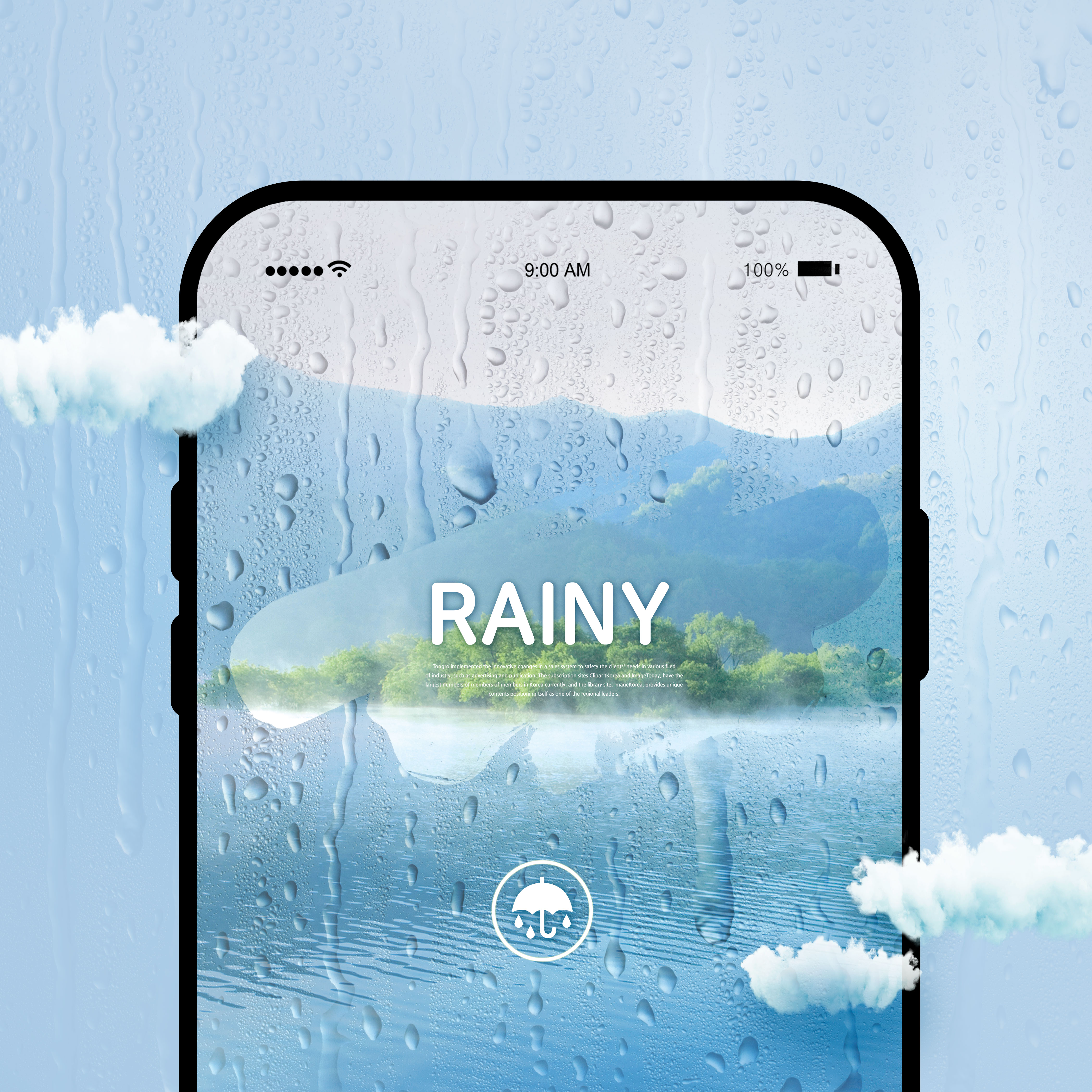 清新雨天天气创意多用途海报设计