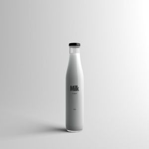 玻璃牛奶瓶牛奶品牌Logo设计展示样机模板 Milk Bottle Packaging Mock-Up插图5