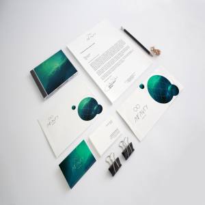 品牌VI视觉设计效果预览图办公用品等距网格样机2 Stationery Mockup 2
