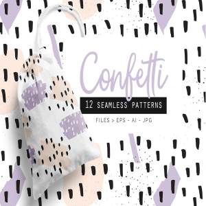 五彩纸屑无缝纹理 Confetti Seamless Patterns