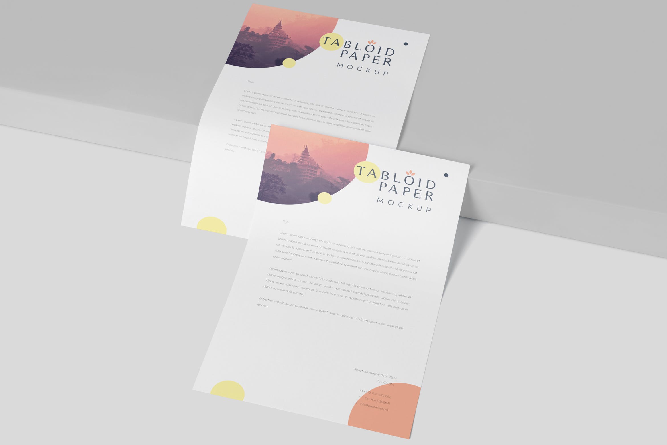 简报/企业信纸/小报印刷效果图样机 Tabloid Paper Mockup – 11×17 Inch