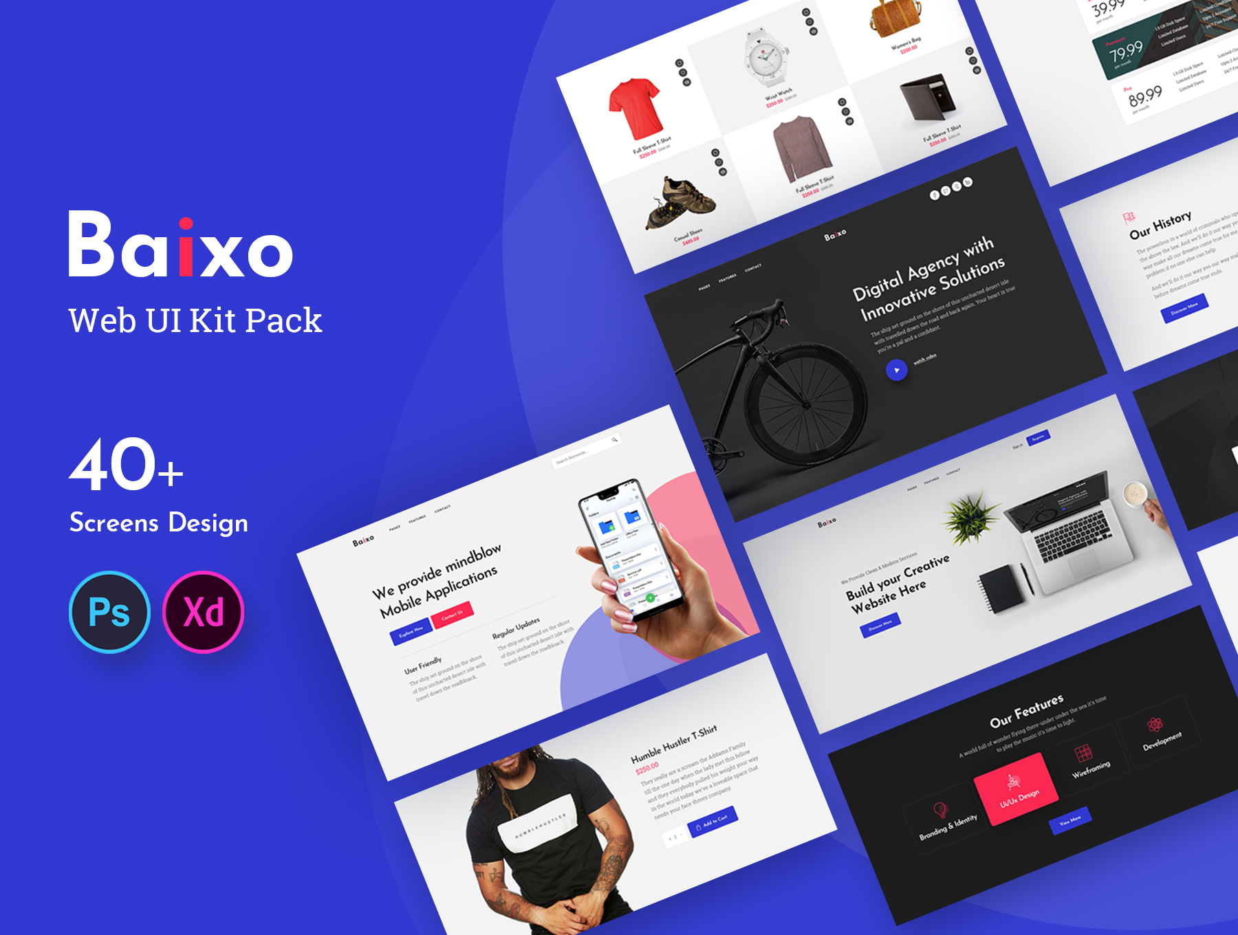 一流设计素材网下午茶：多功能业务网站 UI Kit[PSD,XD]