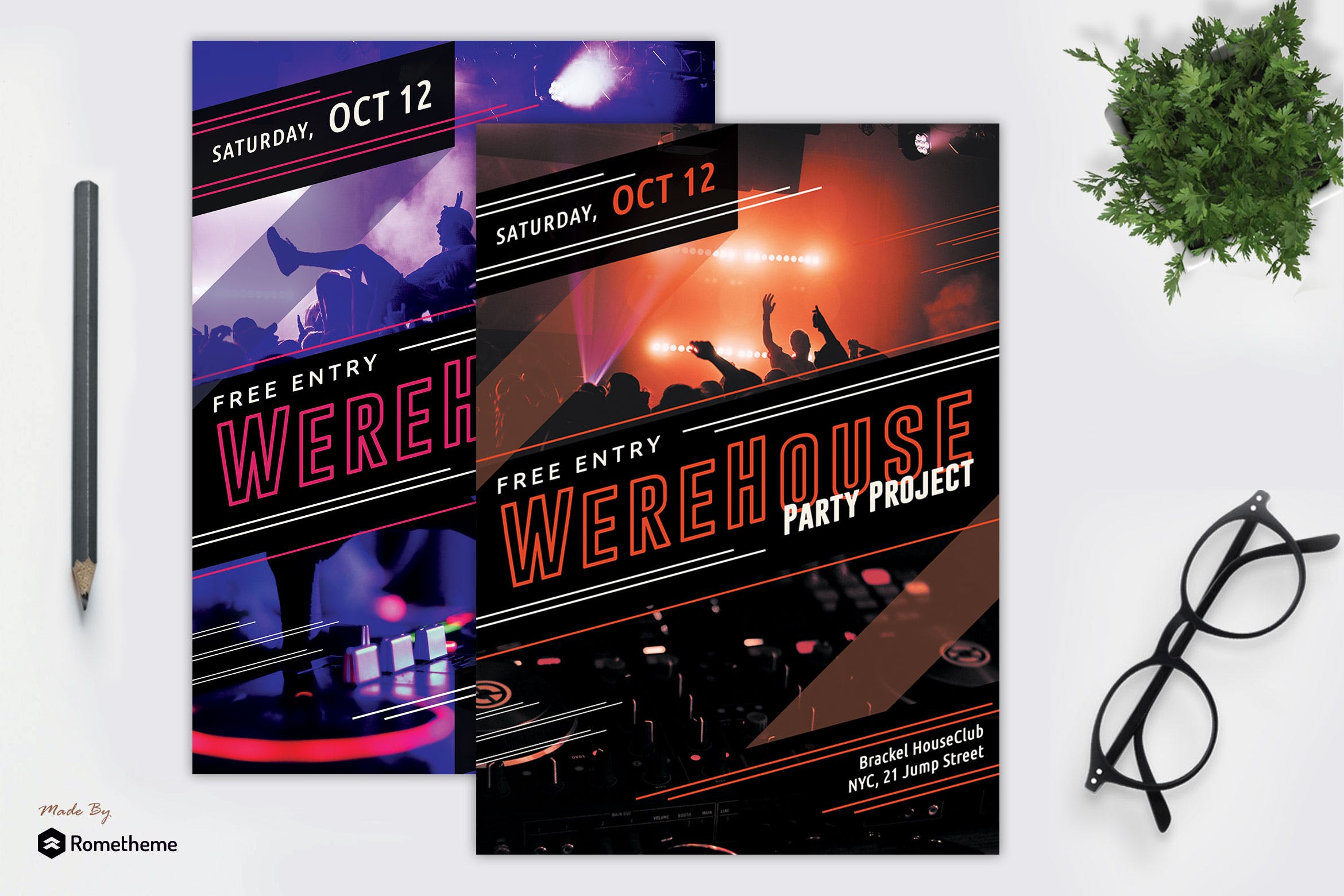 跳跃音乐主题派对活动海报设计模板 Jump – Music Party Flyer Template