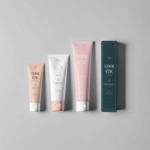 美容化妆品软管&包装盒样机模板 Cosmetic Tube & Box Mock-up