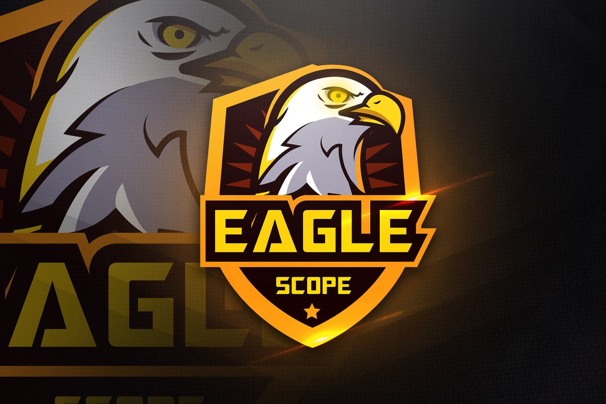 鹰头图形电子竞技俱乐部Logo设计模板 Eagle Scope – Mascot & Esport Logo