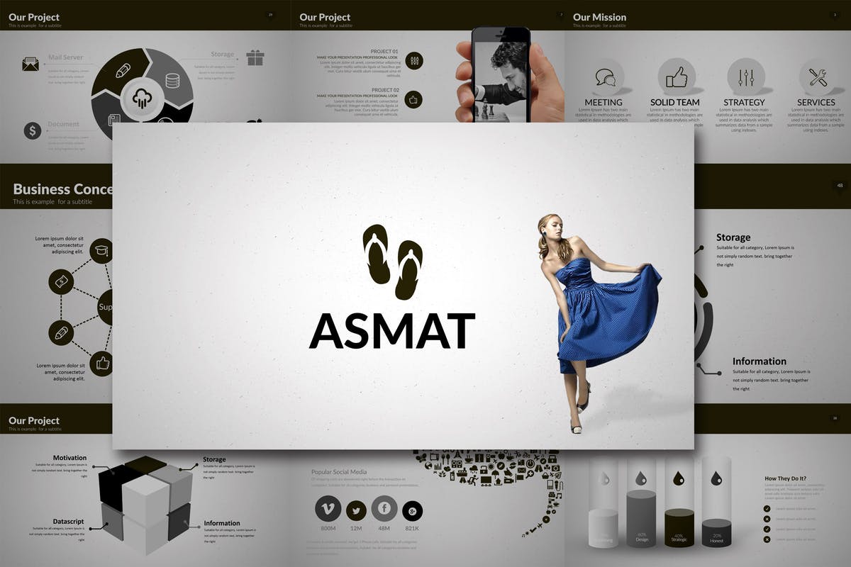 商业计划书项目推荐演示文稿PPT模板 ASMAT Powerpoint Template