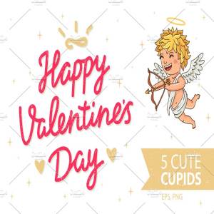 可爱的情人节卡通爱神丘比特素材下载 [EPS]