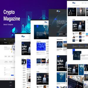 加密货币比特币主题杂志博客设计SKETCH模板 Crypto, Bitcoin Blog & Magazine Sketch Template