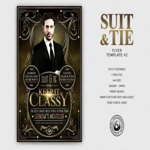 西装革履领带着装传单PSD模板V2 Suit and Tie Flyer PSD V2