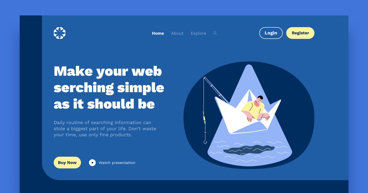 网站着陆页设计船钓矢量插画素材 Boat Landing Page Illustrations