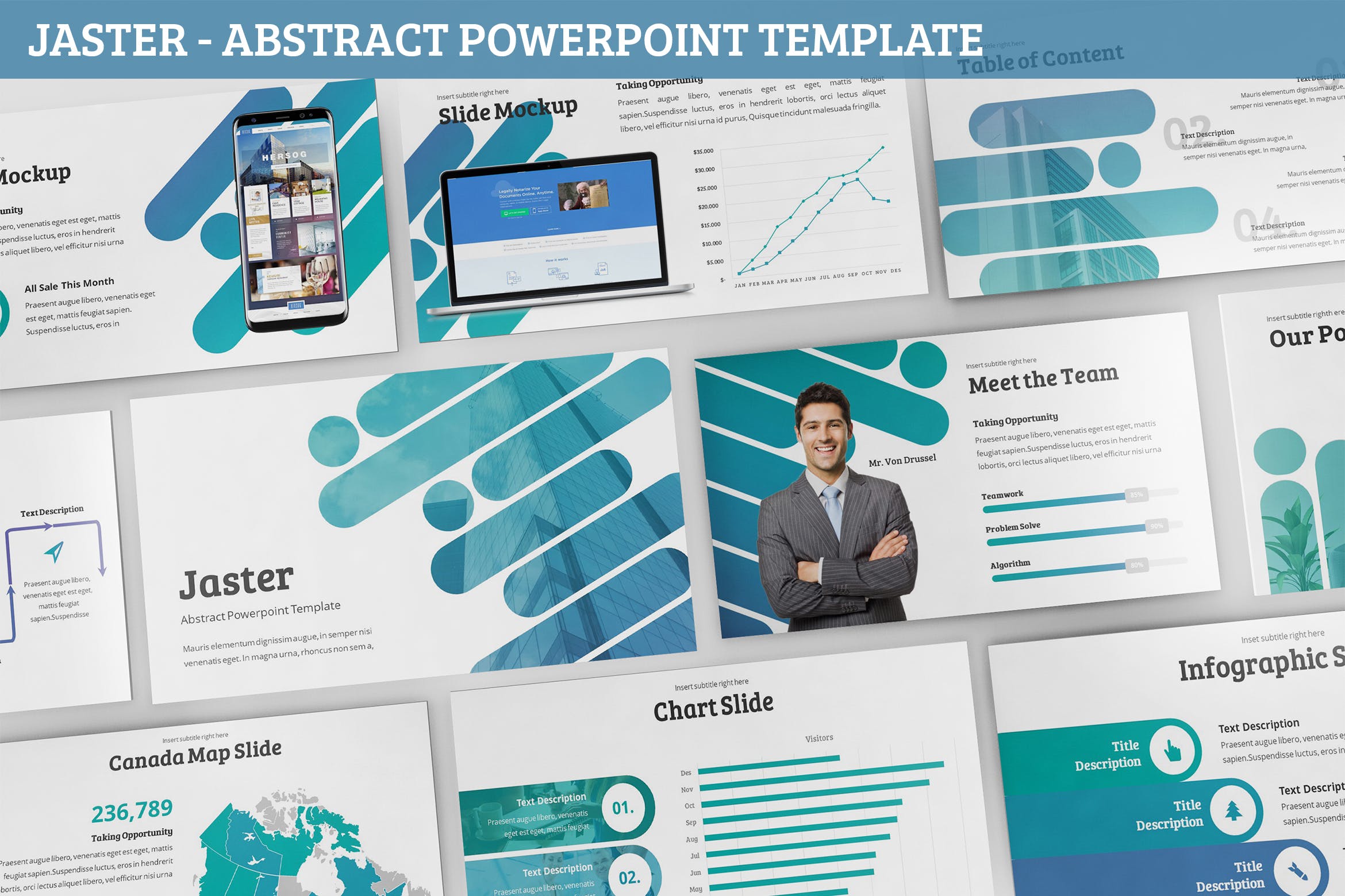 互联网科技公司业务介绍PPT幻灯片模板 Jaster – Abstract Powerpoint Template