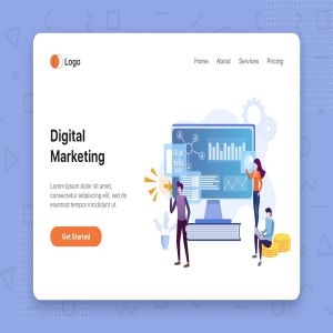 数字营销主题网站首页设计概念插画 Digital Marketing flat concept for Landing page