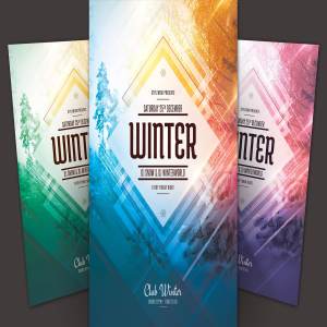 冬天氛围背景活动海报传单设计模板 Winter Flyer Template