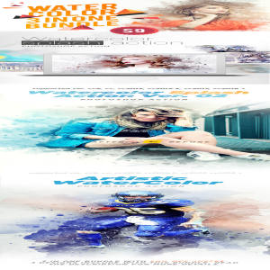 3套水彩特效处理的PS动作下载 WaterColor 3 IN 1 Bundle Photoshop Action [atn]