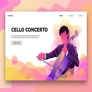大提琴音乐主题网站Banner&着陆页模板 Cello Music – Banner & Landing Page