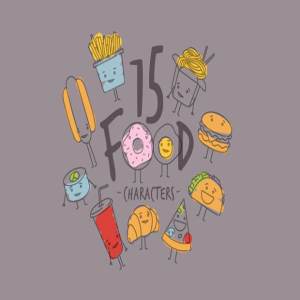 手绘甜点小吃矢量图案 Food Characters