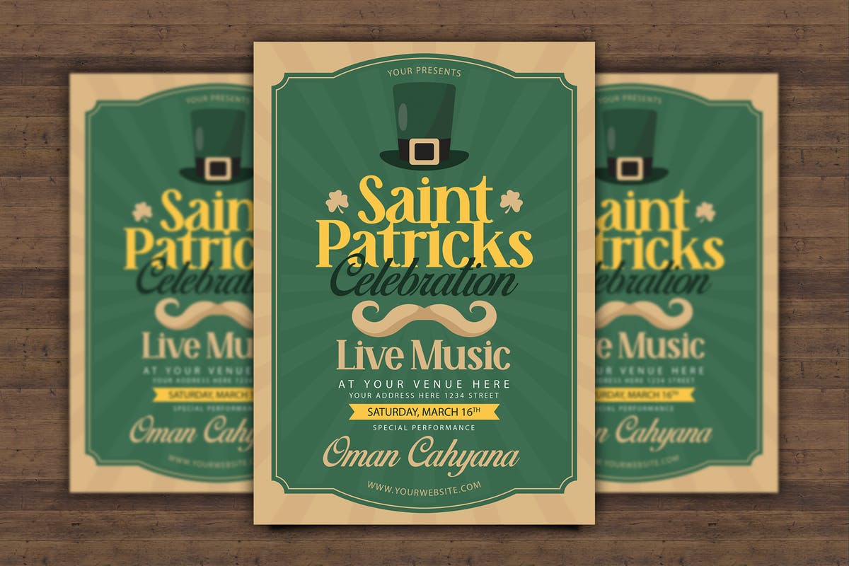 圣帕特里克庆典活动海报传单模板 Saint Patricks Celebration Flyer