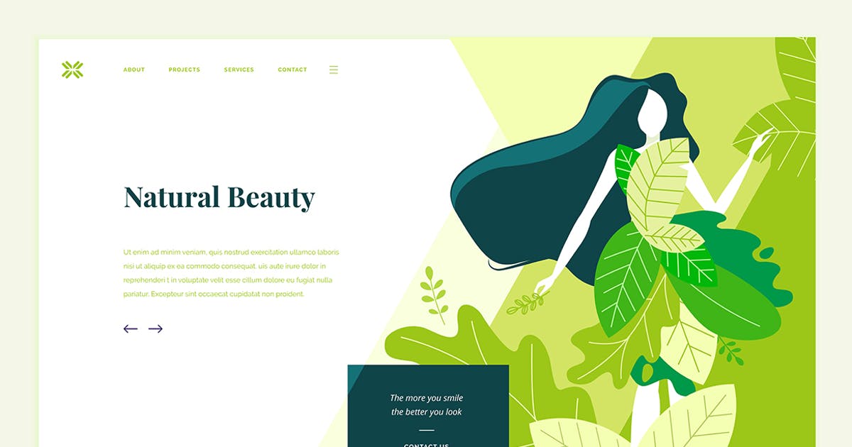 女性护肤品品牌网站设计概念插画素材 Beauty Web Page Design Template