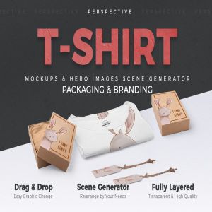 卡通T恤和包装场景样机模板合集 T-shirt and Packages Scene Generator – Perspective