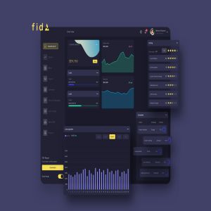 金融服务平台网站交易数据分析仪表盘UI设计-暗黑背景 fidA Finance Dashboard Ui Dark – P
