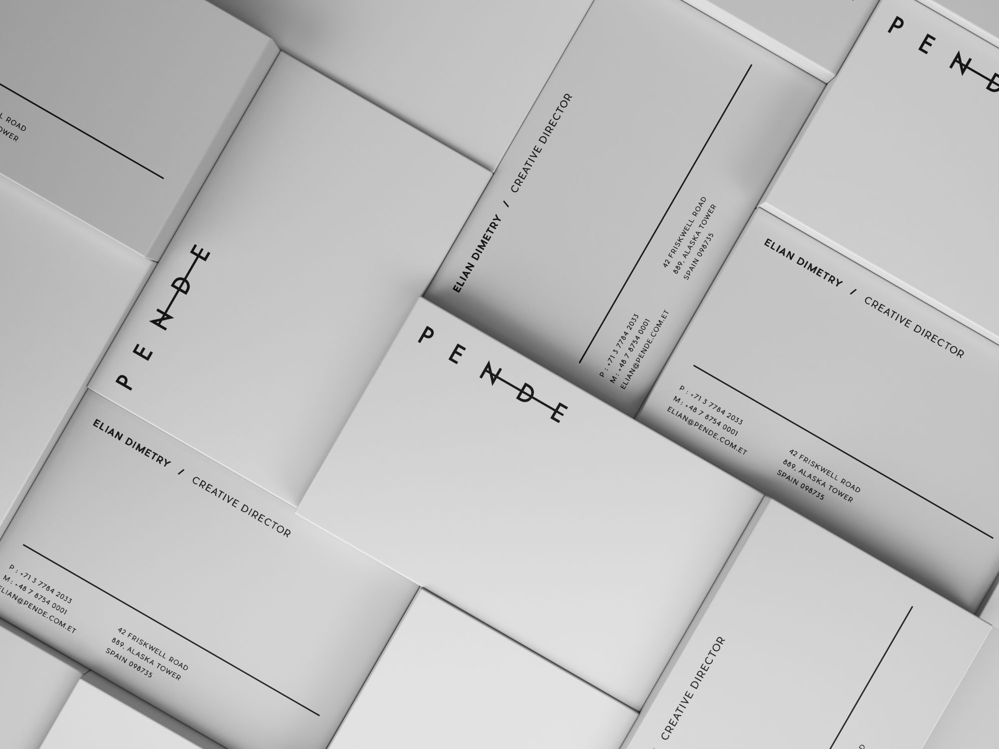企业名片设计水平和垂直预览效果样机 Horizontal & Vertical Business Cards Mockup