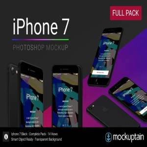 iPhone7 酷黑全包装产品模型 Mockup下载[PSD]