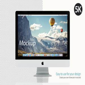 iMac苹果一体机桌面设计展示样机 Apple iMac Mockup on white