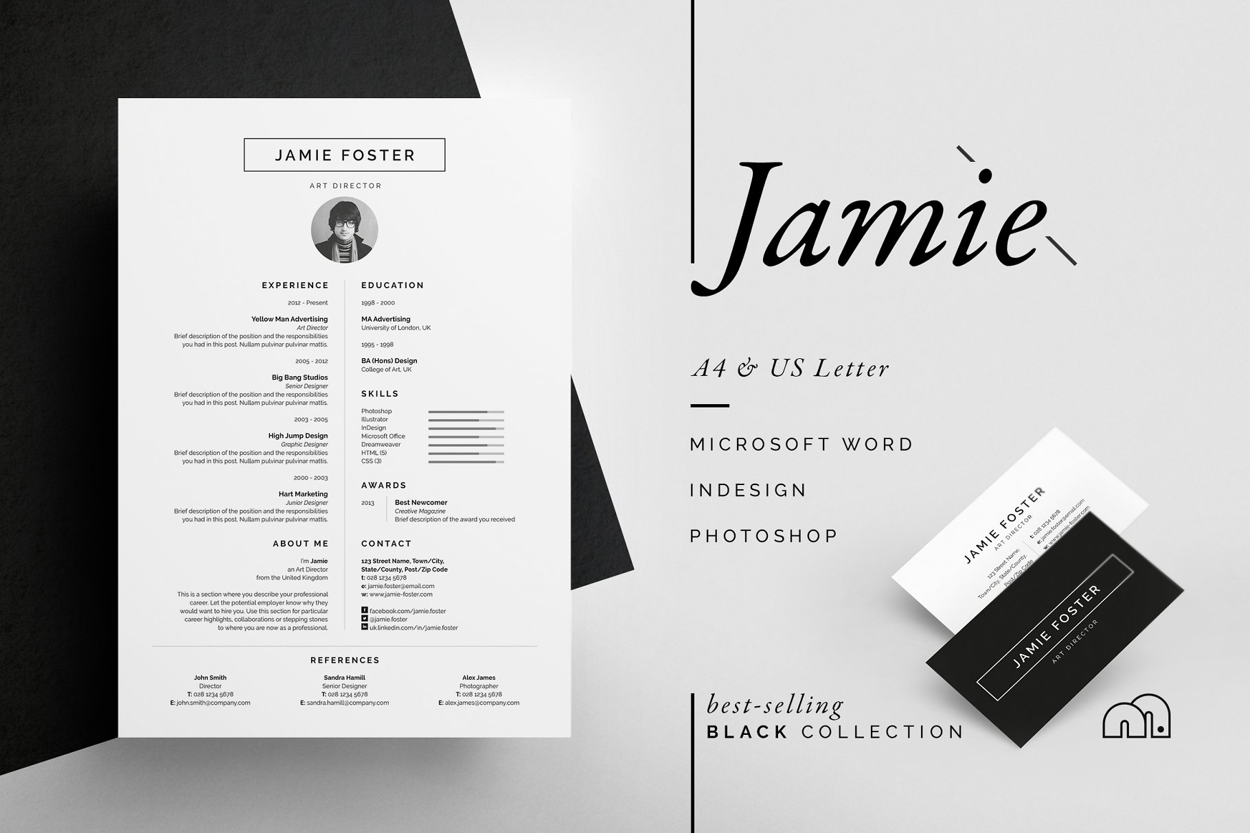 简约对称简历设计模板 Jamie – Resume/CV