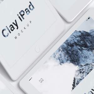 5K高清分辨率iPad平板电脑多屏幕预览效果样机05 Clay iPad 9.7 Mockup 05