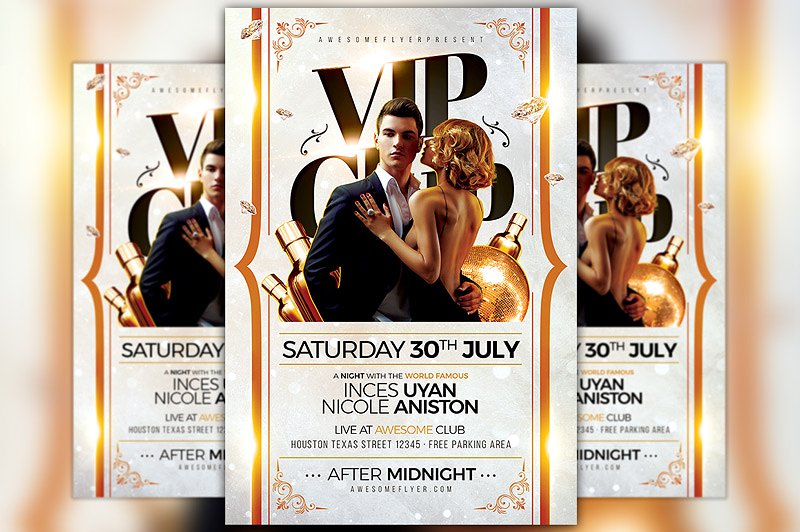 VIP俱乐部派对活动传单模板  VIP Club Flyer Template