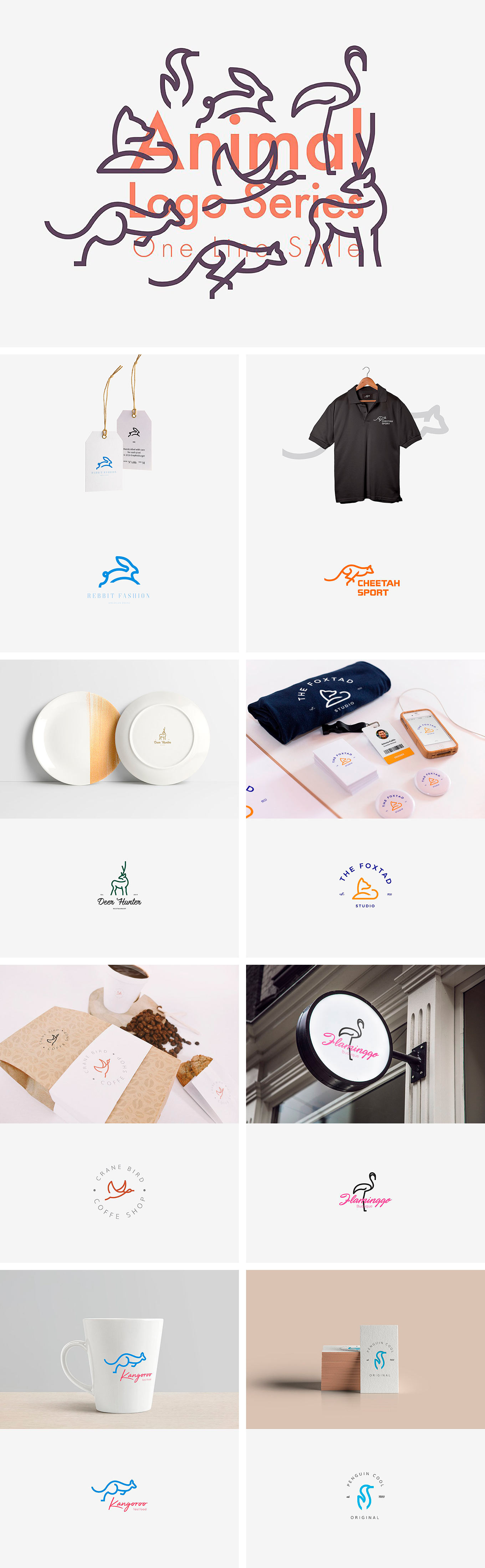 动物LOGO矢量素材集 Line Animals Logo Bundle