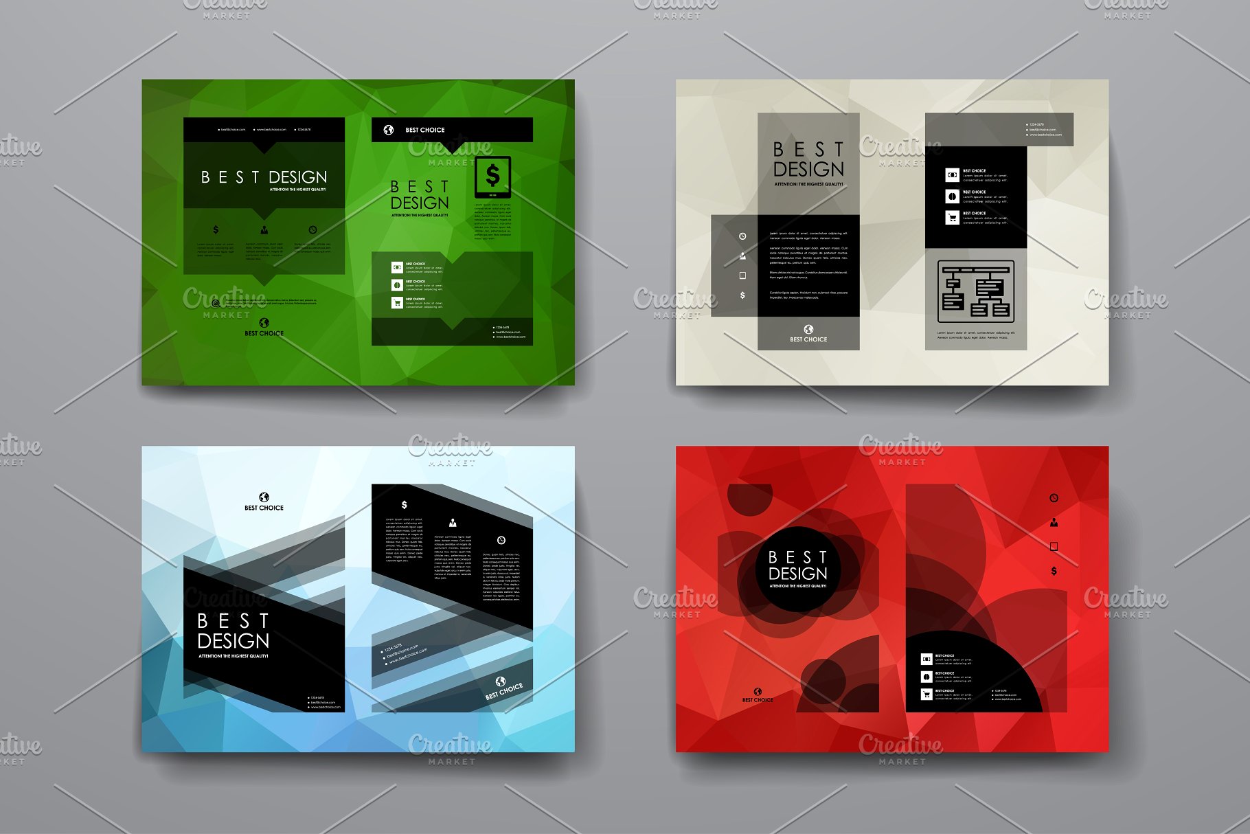 抽象风格小册子海报模板 Set of Beautiful Brochures