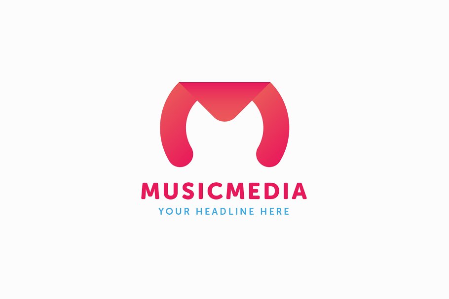 创意字母Logo模板系列之字母M-音乐主题Logo模板 Music Media M Letter Logo Template