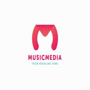 创意字母Logo模板系列之字母M-音乐主题Logo模板 Music Media M Letter Logo Template
