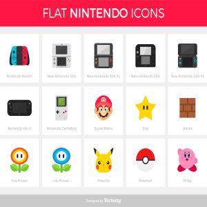 除了情怀还有设计: 任天堂主题图标集 Flat Nintendo Icons