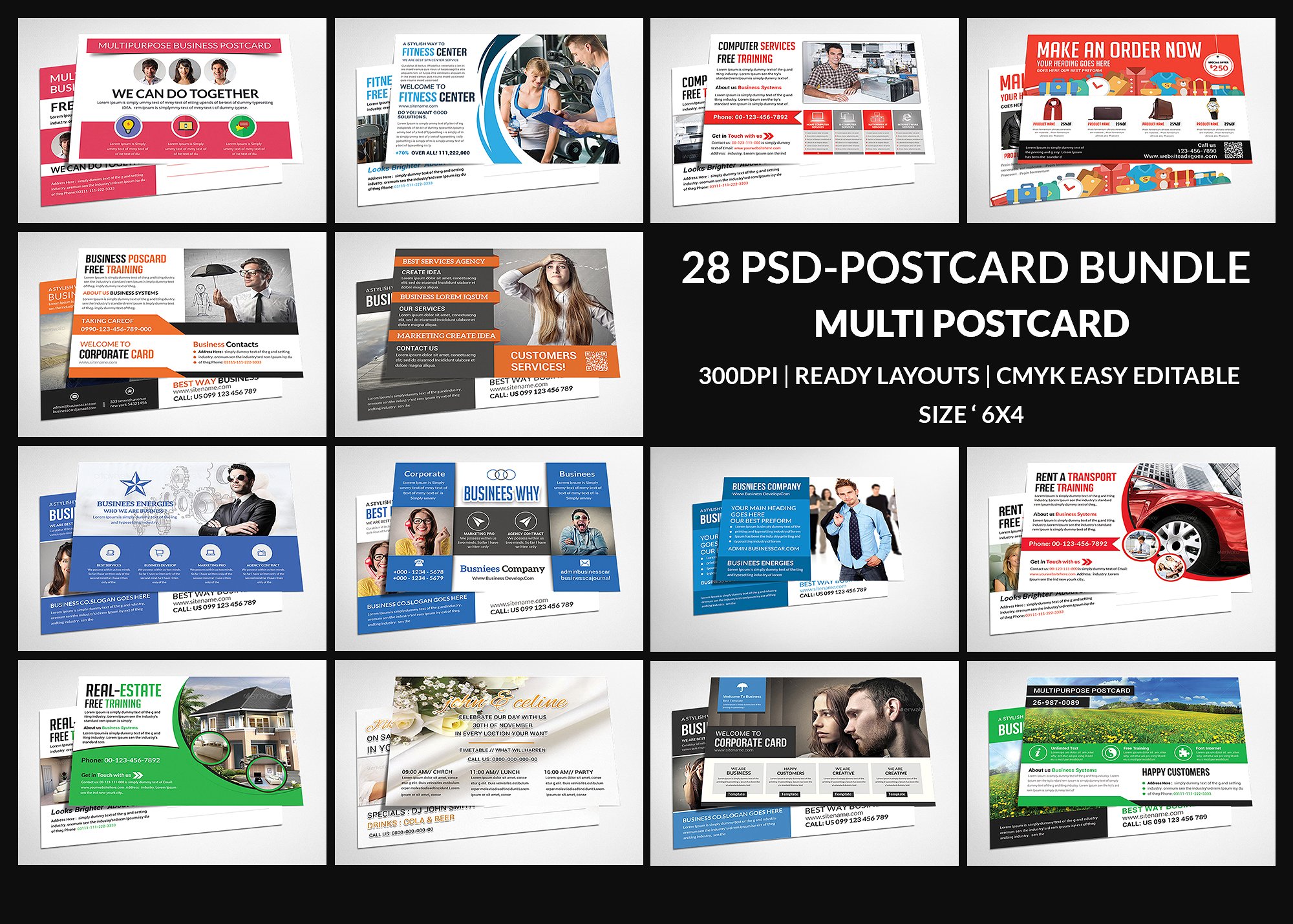 多功能商务明信片PSD模板 Postcard Bundle 28 Psd