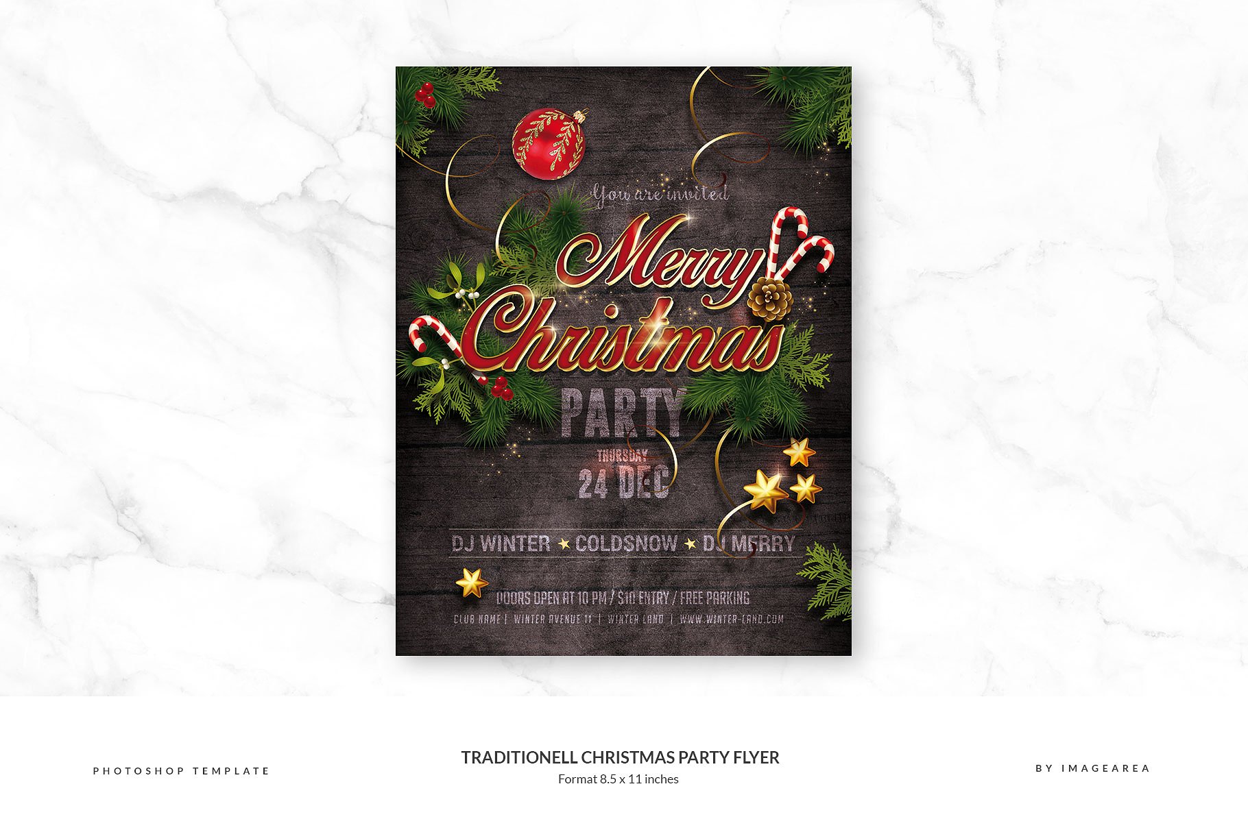 圣诞派对传单PSD模板 Traditionell Christmas Party Flyer