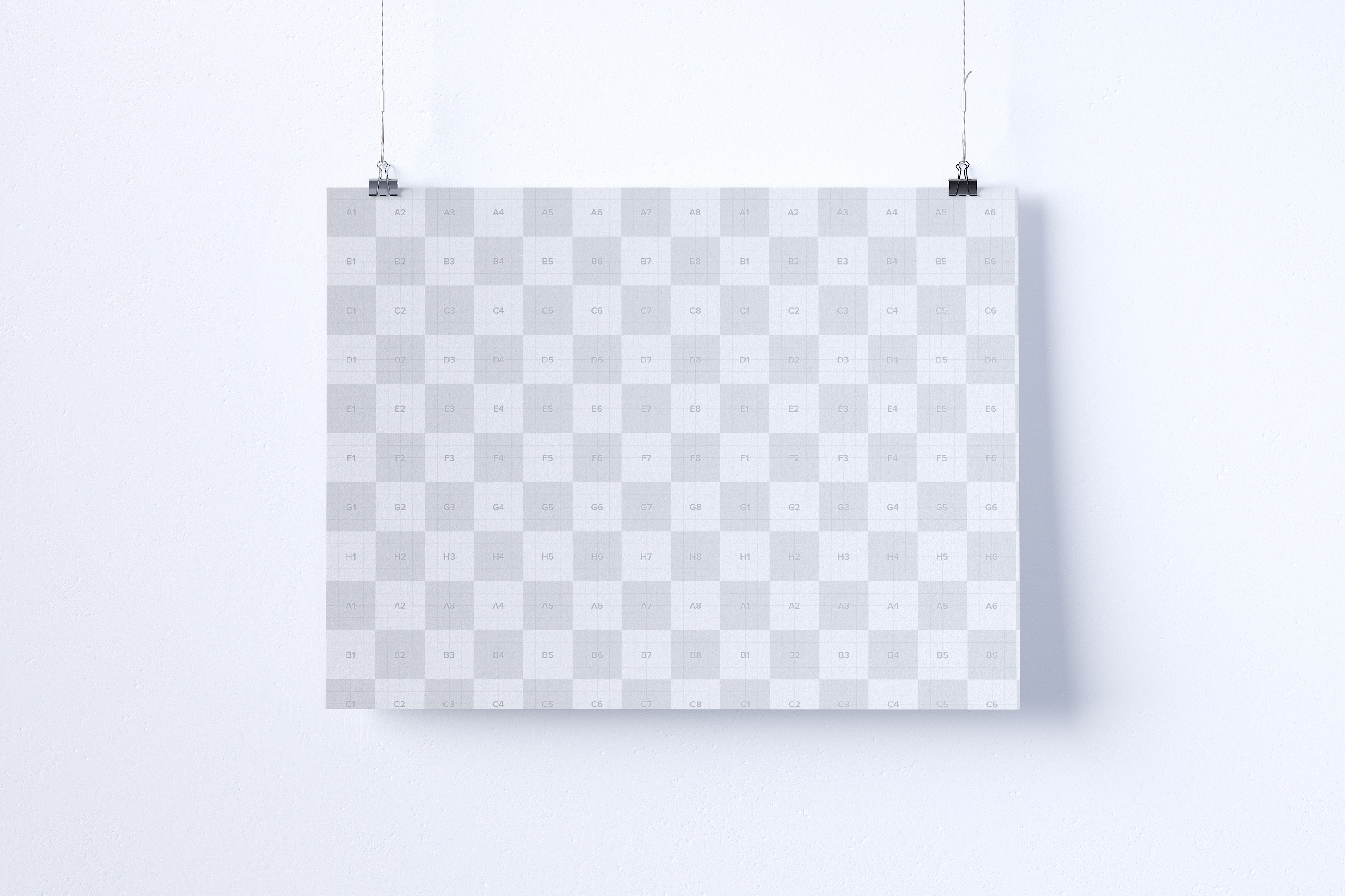 海报设计悬挂效果预览样机模板 3:2 landscape hanging poster mockup